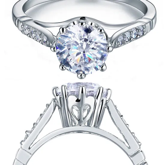 2 Carat Round Cut Ring Solid 925 Sterling Silver Wedding Anniversary Engagement XFR8098