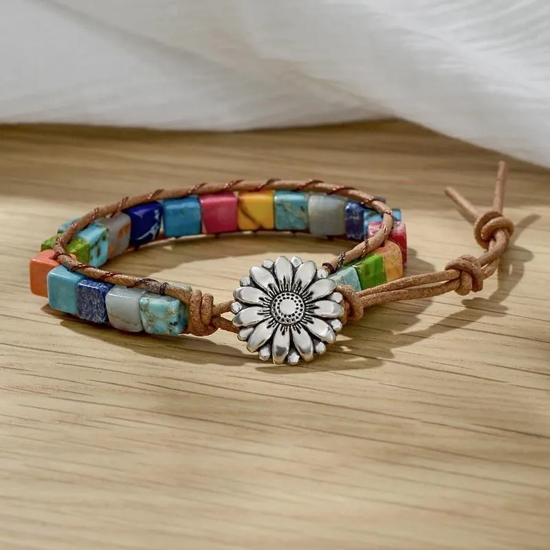 7 Chakra Natural Stone Leather Wrap Bracelets Spiritual Bracelets