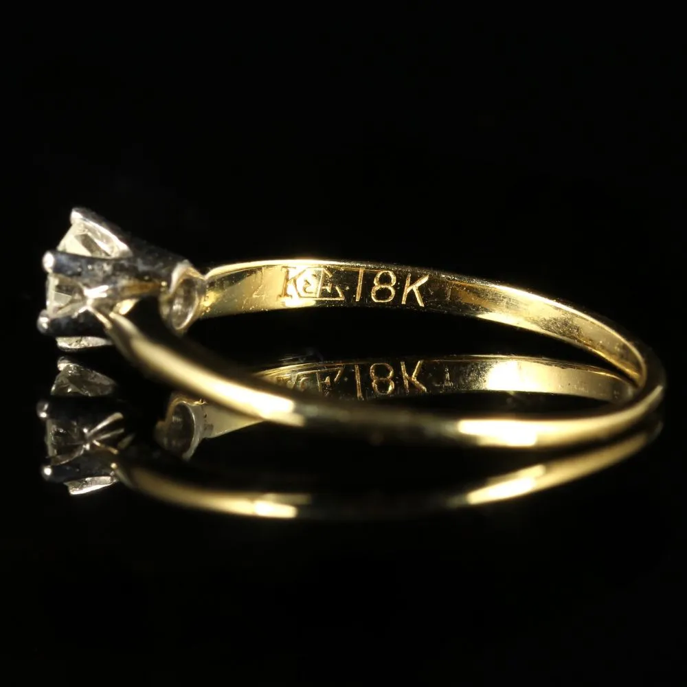 Antique Victorian Diamond Solitaire Engagement Ring 18Ct Yellow Gold