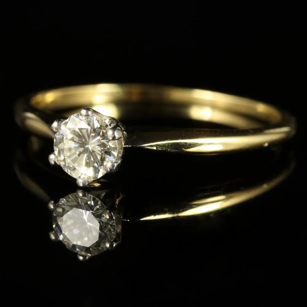 Antique Victorian Diamond Solitaire Engagement Ring 18Ct Yellow Gold