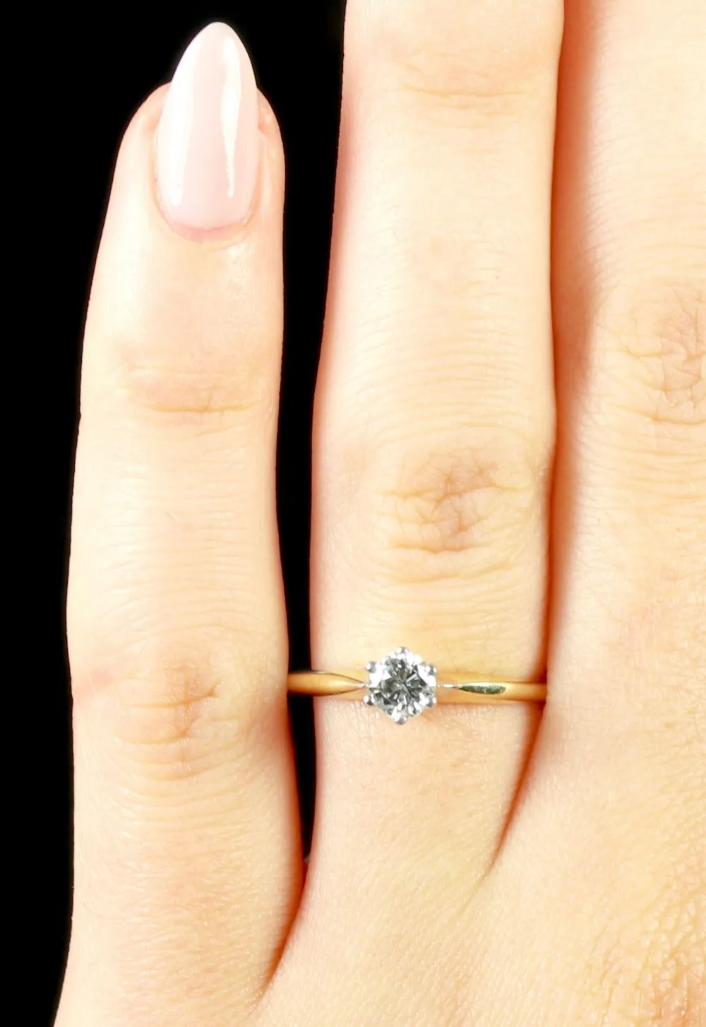Antique Victorian Diamond Solitaire Engagement Ring 18Ct Yellow Gold