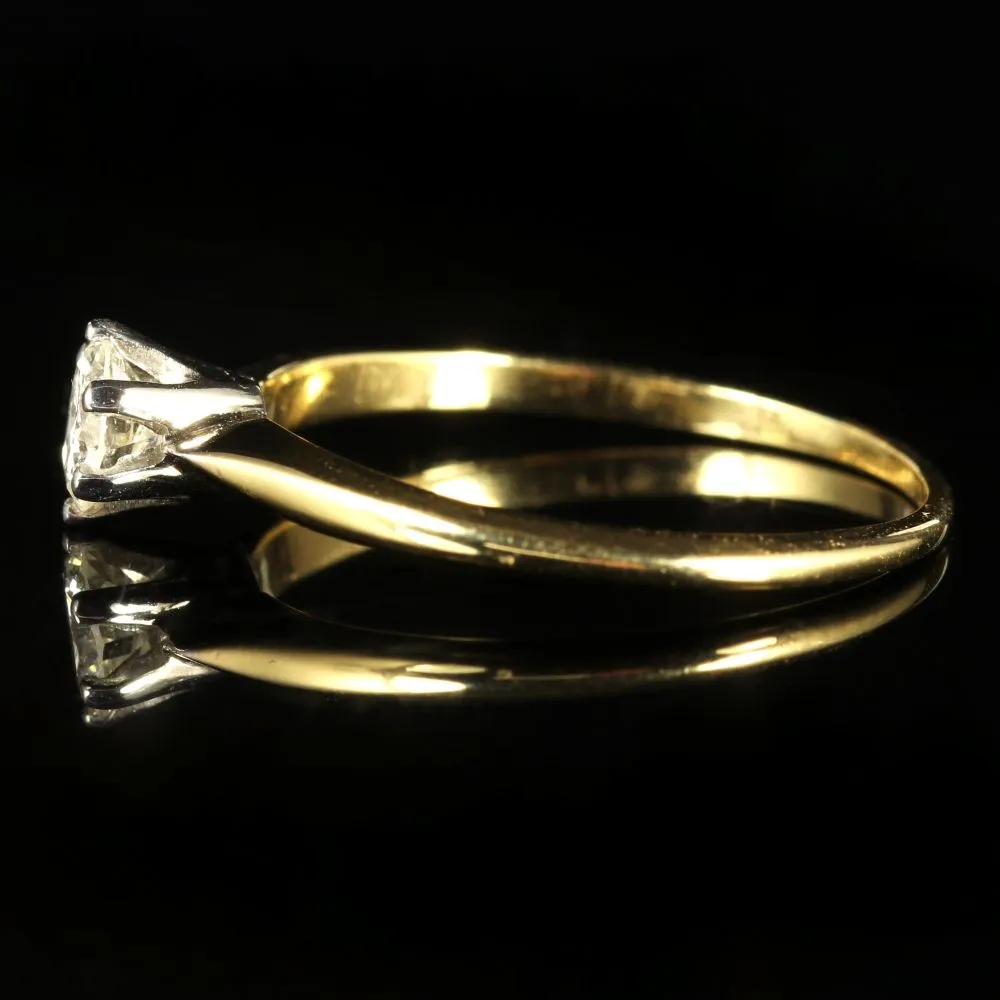 Antique Victorian Diamond Solitaire Engagement Ring 18Ct Yellow Gold