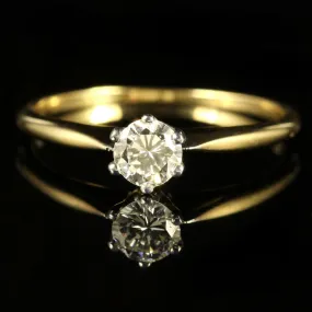 Antique Victorian Diamond Solitaire Engagement Ring 18Ct Yellow Gold