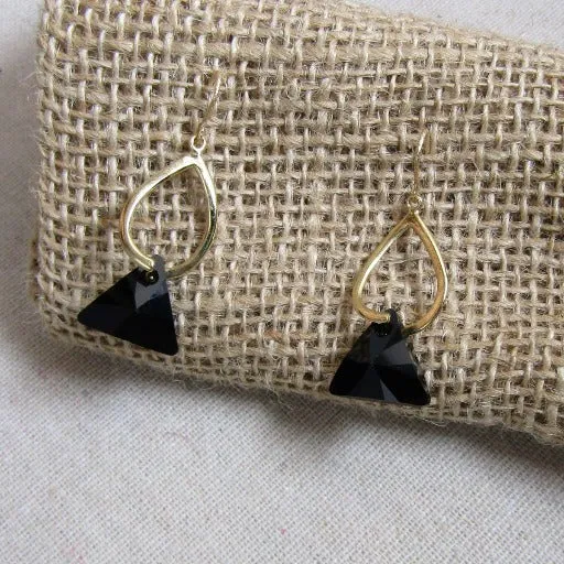 Black Crystal Drop Earrings Beaded Dangle Earrings