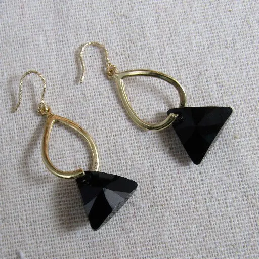 Black Crystal Drop Earrings Beaded Dangle Earrings
