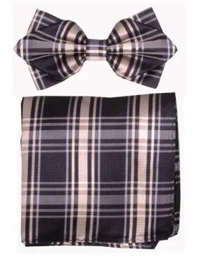 Black Plaid Bow Tie Set
