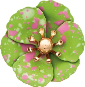 Gold Green Pansy Post Earring