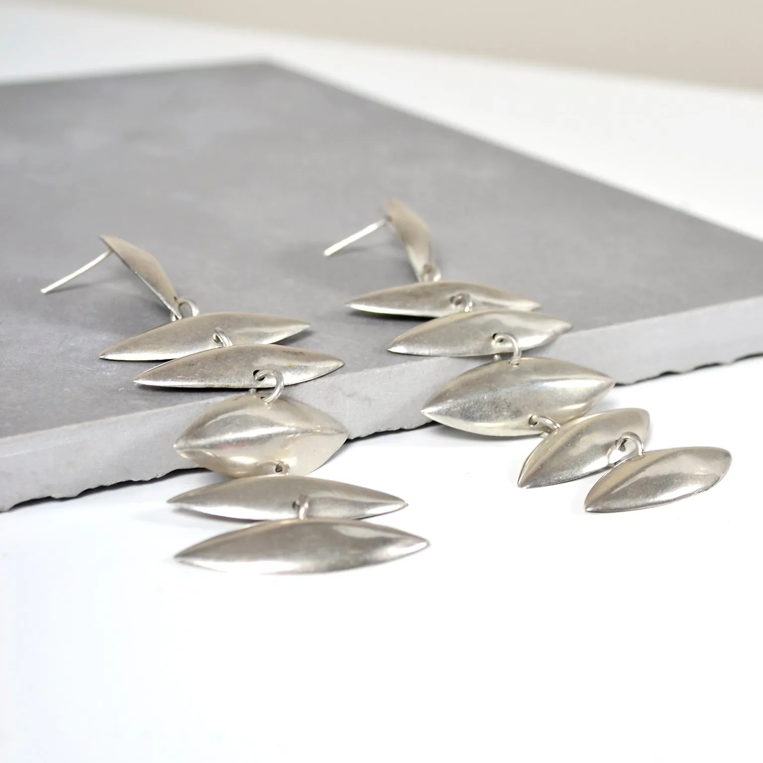 Sterling Silver Pierced Vintage Earrings Dangling Tiers Made in Mexico
