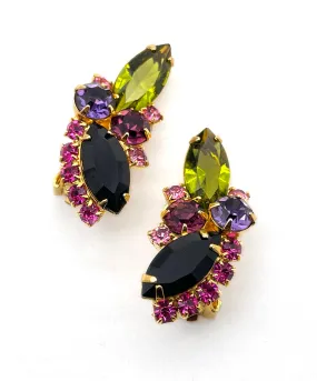 【USA輸入】ヴィンテージ JULIANA マルチカラー ビジュー イヤリング/Vintage JULIANA Multicolor Bijou Clip On Earrings